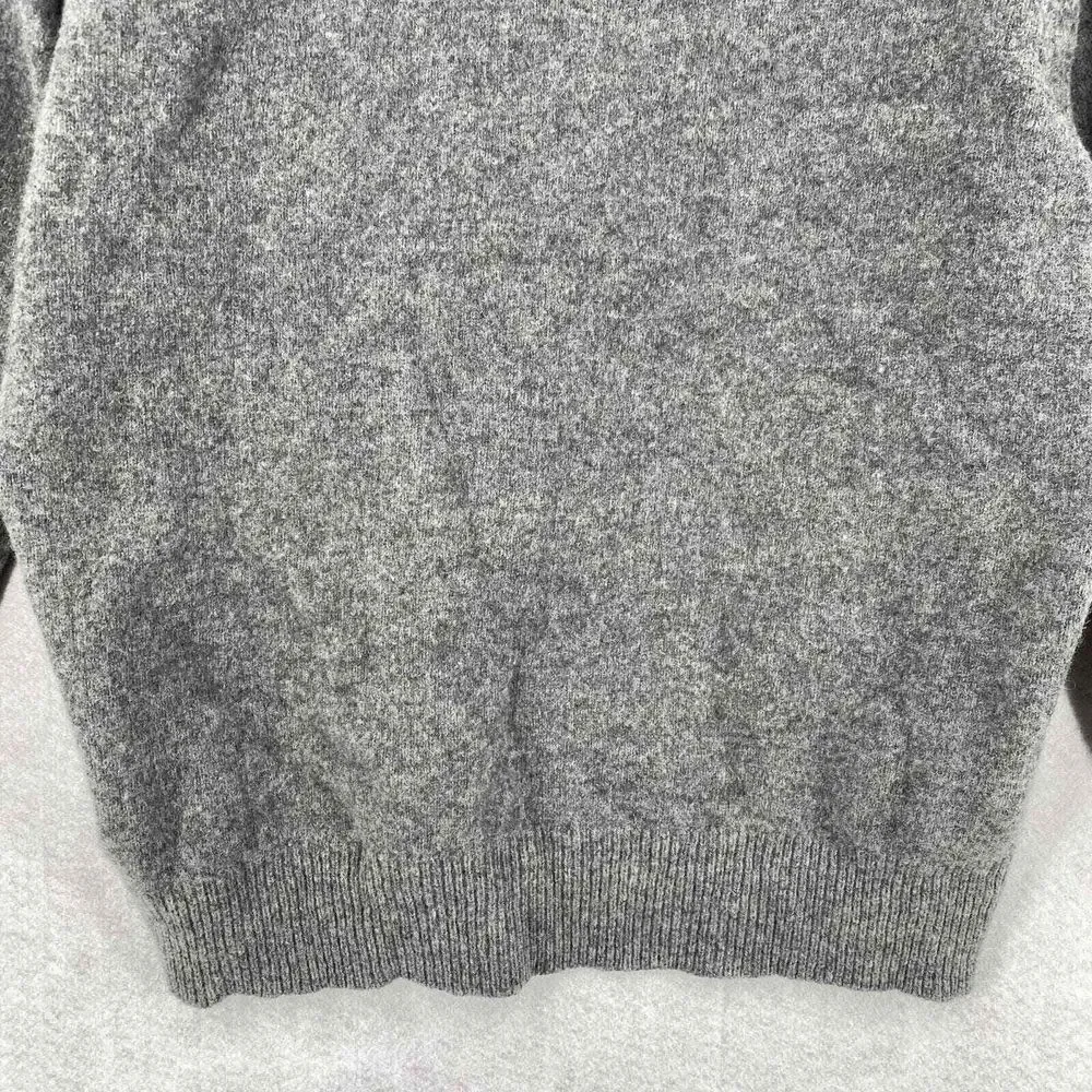 J Crew Fisherman Ragg‎ Sweater Mens XL 100% Lambswool Shawl Collar Gray Grandpa